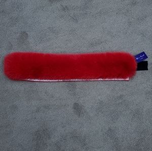 Red Fox Fur Headband with Jeweled Edge